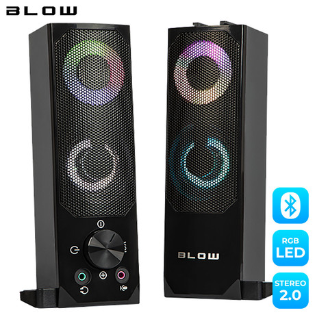 BLOW računalniški zvočniki soundbar MS-28, 2v1, 2.0 Stereo, USB, Bluetooth, RGB LED osvetlitev, črni