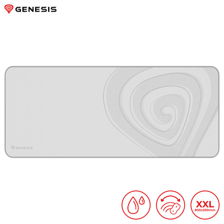 GENESIS gaming podloga CARBON 400 XXL LOGO, vodoodporna, gladka površina, zaščiteni robovi, protizdrsna, 800x300 mm, bela