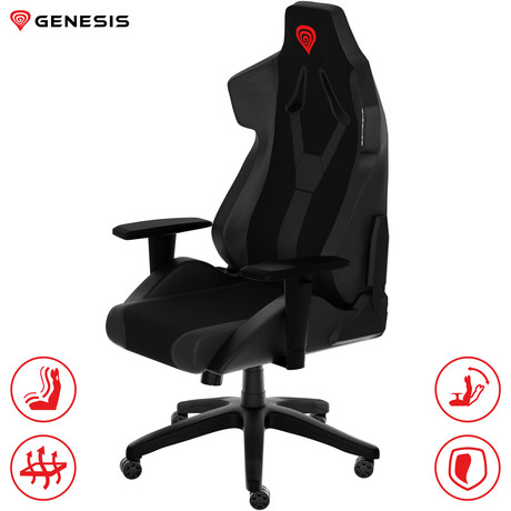 GENESIS gaming stol NITRO 650, ergonomski, nastavljiv naklon, funkcija zibanja, črn (Onyx Black)