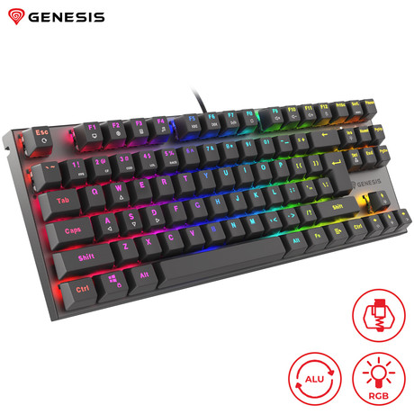 GENESIS THOR 303 TKL gaming tipkovnica, mehanska, RGB LED osvetlitev, Anti-Ghosting, F1 - F12, aplikacija, črna