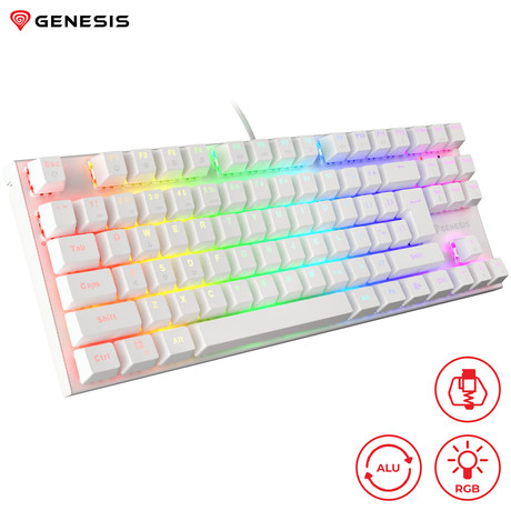 GENESIS THOR 303 TKL gaming tipkovnica, mehanska, RGB LED osvetlitev, Anti-Ghosting, F1 - F12, aplikacija, bela