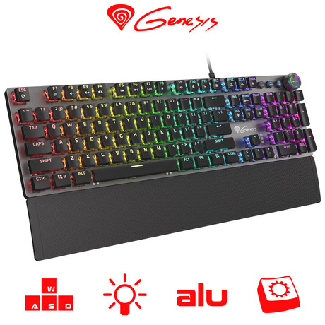 GENESIS THOR 400 RGB gaming tipkovnica, RGB osvetlitev, mehanska, multimedijska, Anti-Ghosting, Alu, aplikacija