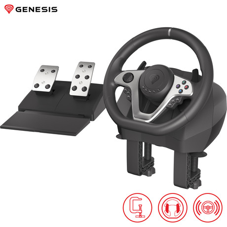 GENESIS SEABORG 400 gaming volan, PC/PS4/PS3/Nintendo Switch/XBOX One/XBOX 360, vibriranje, F1 prestave, nastavljivo vrtenje