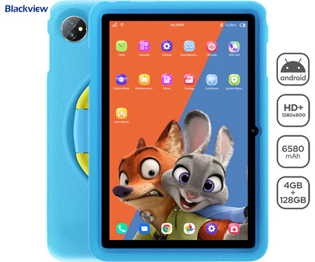 Blackview TAB 8 KIDS tablični računalnik, 10.1", 4GB+128GB, IPS HD+, Android 12, WIFI 6, Bluetooth, aplikacija iKids, ovitek/stojalo, moder (Donut Blue)