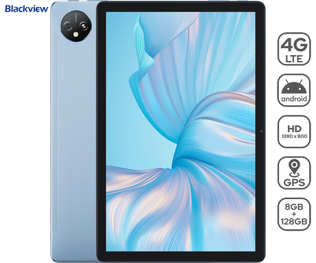 Blackview TAB 80 tablični računalnik, 10.1", 4G-LTE, 8GB+128GB, IPS HD, Android 13, WiFi, Bluetooth, GPS, priložen ovitek, moder (Misty Blue)