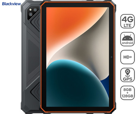 Blackview TAB ACTIVE 6 robusten tablični računalnik, 10.1", 4G-LTE, 8GB+128GB, IPS HD+, Android 13, WiFi, Bluetooth, GPS, priložen pas in pisalo, rugged, oranžen (Black Orange)