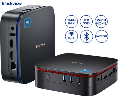 Blackview MP60 namizni mini računalnik, Windows 11 Home, Intel N95, 16GB RAM, 1TB SSD, Dual WiFi, Bluetooth, Ethernet, 4x USB, 2x HDMI