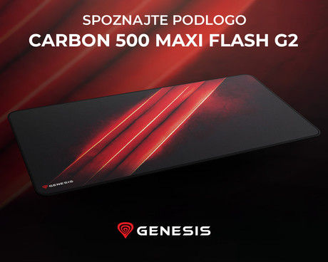 GENESIS CARBON 500 Maxi Flash G2 podloga za miško, 900x450 mm, vodoodporna, gladka površina, zaščiteni robovi, protizdrsna