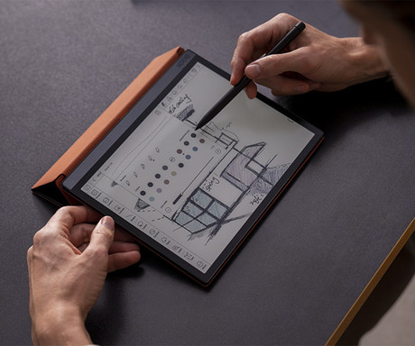 EOL - Originalni MAGNETNI preklopni ovitek / etui za e-bralnik 10.3" BOOX Tab Ultra / Tab Ultra C, funkcija stojala, črno oranžen