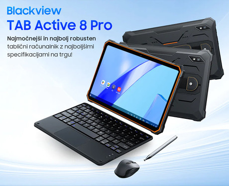 Blackview TAB ACTIVE 8 PRO robusten tablični računalnik, 10.36", 4G-LTE, 8GB+256GB, IPS 2.4K, Android 13, WiFi, Bluetooth, GPS, priložen pas in pisalo, rugged, oranžen (Black Orange)
