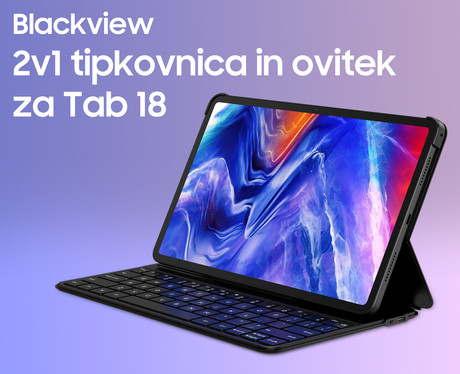 Blackview 2v1 tipkovnica / ovitek za TAB 18, Bluetooth 5.0, 64 tipk, polnilna baterija, USB Type-C polnjenje, funkcija stojala, ultra lahka teža, črna (Onyx Black)
