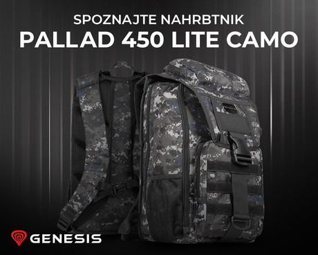 GENESIS PALLAD 450 LITE CAMO univerzalni nahrbtnik, vojaški, za prenosnike do 15.6", sistem MOLLE, nastavljiv, trpežen, camo