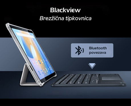 BlackView ultra slim brezžična Bluetooth tipkovnica K1, univerzalna, za vse tablične računalnike Android / iOS / Windows, polnilna baterija, 78 tipk, črna