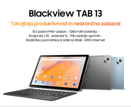 EOL - Blackview TAB 13 tablični računalnik, 10.1", 4G-LTE, 6GB+128GB, IPS FHD+ 1920x1200, Android 12, GPS, priložen ovitek, srebrn (Lunar Silver)