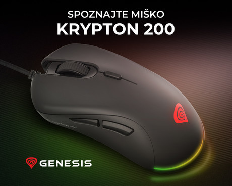 GENESIS KRYPTON 200 gaming miška, 6400DPI, RGB LED osvetlitev, 6 gumbov, spomin, programska oprema, Plug & Play, črna