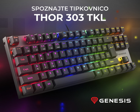 GENESIS THOR 303 TKL gaming tipkovnica, mehanska, RGB LED osvetlitev, Anti-Ghosting, F1 - F12, aplikacija, črna