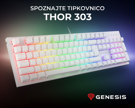 GENESIS THOR 303 gaming tipkovnica, mehanska, RGB LED osvetlitev, Anti-Ghosting, F1 - F12, aplikacija, bela