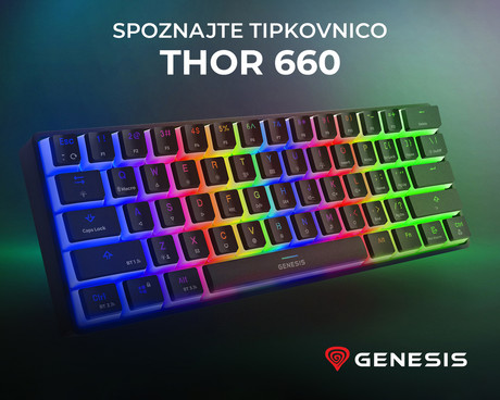 GENESIS THOR 660 gaming tipkovnica, mehanska, žična USB Type-C / brezžična Bluetooth, RGB LED osvetlitev, Anti-Ghosting, F1 - F12, aplikacija, črna