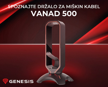 GENESIS VANAD 500 mouse bungee držalo za kabel miške in slušalke, fleksibilna roka, protizdrsne noge, RGB LED osvetlitev, 2x USB vhod, črn