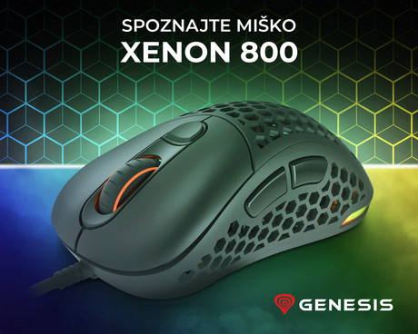 EOL - GENESIS Xenon 800 gaming optična miška, 16000DPI, RGB LED osvetlitev, 6 tipk, nastavljiva teža, zamenljiva plošča, vgrajen spomin, programska oprema, črna