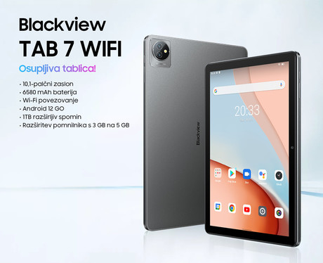 EOL - BlackView TAB 7 WIFI tablični računalnik, 10.1", Wi-Fi, 3GB(5GB)+64GB, IPS HD+, Android 12, moder (Twilight Blue)