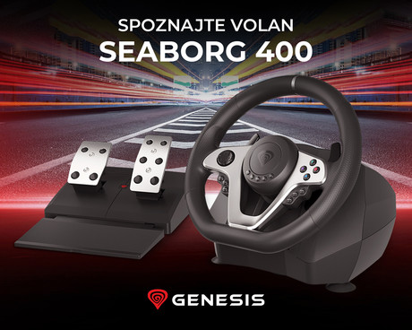 GENESIS SEABORG 400 gaming volan, PC/PS4/PS3/Nintendo Switch/XBOX One/XBOX 360, vibriranje, F1 prestave, nastavljivo vrtenje