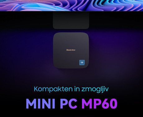 Blackview MP60 namizni mini računalnik, Windows 11 Home, Intel N95, 16GB RAM, 1TB SSD, Dual WiFi, Bluetooth, Ethernet, 4x USB, 2x HDMI