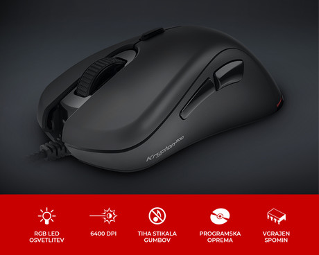 GENESIS KRYPTON 200 gaming miška, 6400DPI, RGB LED osvetlitev, 6 gumbov, spomin, programska oprema, Plug & Play, črna