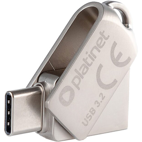 PLATINET PMFMC128 prenosni USB ključ, 128GB, USB Type-C, USB Type-A, USB 3.2, vodoodporen, do 100 MB/s, siv