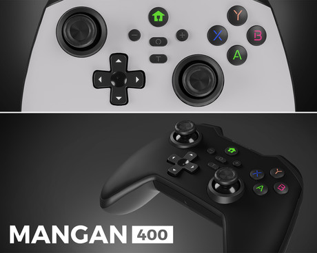 GENESIS MANGAN 400 brezžični igralni plošček / gamepad, 19 gumbov, vibriranje, Bluetooth, LED, Windows / Android / iOS / Nintendo, baterija, + prednja plošča, + torbica, bel (Howlite White)