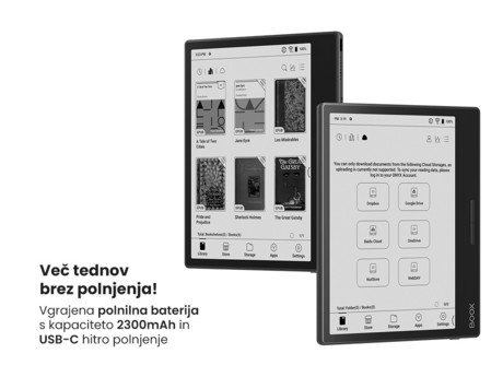 BOOX Page e-bralnik / tablični računalnik, 7", Android 11, 3GB+32GB, Wi-Fi, Bluetooth 5.0, gumbi za obračanje strani, USB Type-C, microSD, črn