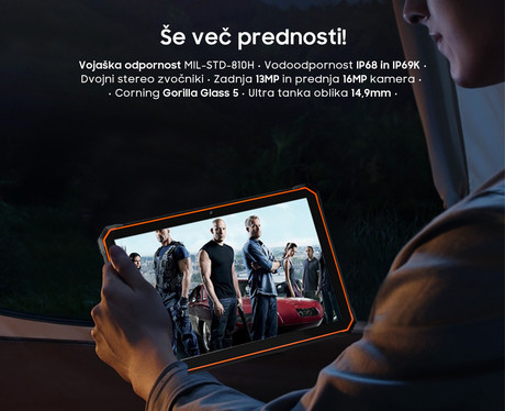 Blackview TAB ACTIVE 6 robusten tablični računalnik, 10.1", 4G-LTE, 8GB+128GB, IPS HD+, Android 13, WiFi, Bluetooth, GPS, priložen pas in pisalo, rugged, oranžen (Black Orange)