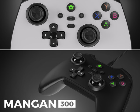 GENESIS MANGAN 300 žični igralni plošček / gamepad, 19 gumbov, vibriranje, LED osvetlitev, Windows / Android / Nintendo / Asus / Steam, USB Type-C, + prednja plošča, + torbica, črn (Onyx Black)