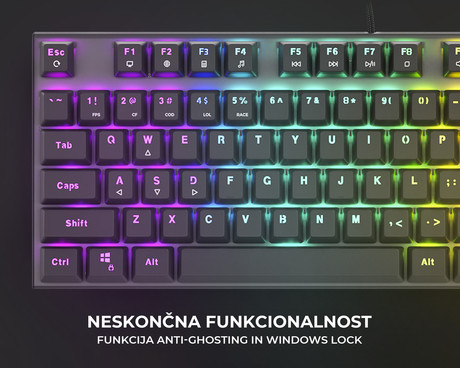 GENESIS THOR 303 TKL gaming tipkovnica, mehanska, RGB LED osvetlitev, Anti-Ghosting, F1 - F12, aplikacija, črna