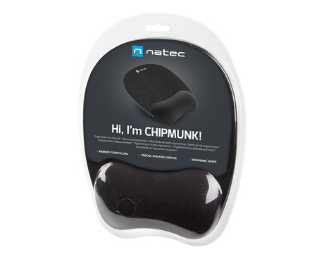 Natec CHIPMUNK podloga za miško, ergonomska, spominska pena, 235x195mm, črna