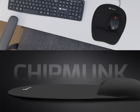 Natec CHIPMUNK podloga za miško, ergonomska, spominska pena, 235x195mm, črna
