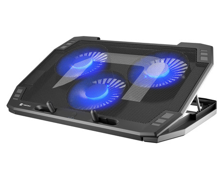 Natec ORIOLE hladilno stojalo za prenosnike, do 17.3", 7 stopenj naklona, 3x 120mm ventilator, nastavljiva hitrost, LED osvetlitev, 2x USB Type-A, črno Natec ORIOLE hladilno stojalo za prenosnike, do 17.3", 7 stopenj naklona, 3x 120mm ventilator, nastavljiva hitrost, LED osvetlitev, 2x USB Type-A, črno