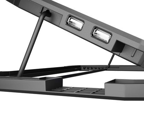 Natec ORIOLE hladilno stojalo za prenosnike, do 17.3", 7 stopenj naklona, 3x 120mm ventilator, nastavljiva hitrost, LED osvetlitev, 2x USB Type-A, črno Natec ORIOLE hladilno stojalo za prenosnike, do 17.3", 7 stopenj naklona, 3x 120mm ventilator, nastavljiva hitrost, LED osvetlitev, 2x USB Type-A, črno