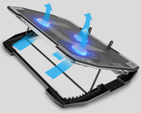Natec ORIOLE hladilno stojalo za prenosnike, do 17.3", 7 stopenj naklona, 3x 120mm ventilator, nastavljiva hitrost, LED osvetlitev, 2x USB Type-A, črno Natec ORIOLE hladilno stojalo za prenosnike, do 17.3", 7 stopenj naklona, 3x 120mm ventilator, nastavljiva hitrost, LED osvetlitev, 2x USB Type-A, črno