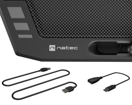Natec ORIOLE hladilno stojalo za prenosnike, do 17.3", 7 stopenj naklona, 3x 120mm ventilator, nastavljiva hitrost, LED osvetlitev, 2x USB Type-A, črno Natec ORIOLE hladilno stojalo za prenosnike, do 17.3", 7 stopenj naklona, 3x 120mm ventilator, nastavljiva hitrost, LED osvetlitev, 2x USB Type-A, črno