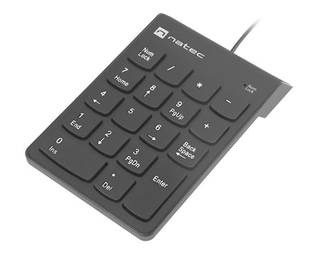Natec GOBY 2 številčna / numerična tipkovnica, numpad, membranska, 18 tipk, kompaktne dimenzije, Plug&Play, USB Type-A, 150cm kabel, črna
