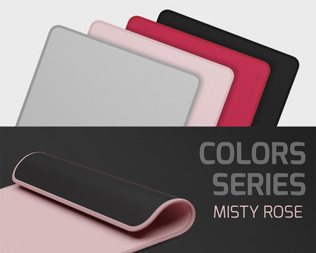 Natec COLORS M podloga za miško, 300x250mm, vodoodporna, gladka površina, protizdrsna podlaga, prešiti robovi, roza (Misty Rose)