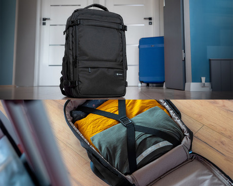 Natec CAMEL LITE univerzalni 2v1 nahrbtnik, za prenosnike do 15.5", 19L, potovalni, nastavljiv, trpežen, 10 žepov, raztegljiv, vodoodporen, Trolley sistem, črn