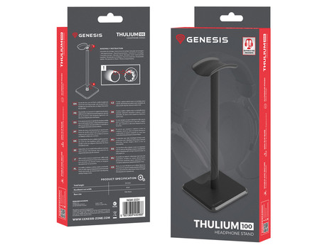 GENESIS THULIUM 100 stojalo za slušalke, protizdrsna podlaga, kovina, 245x100x100mm, črno (Onyx Black)