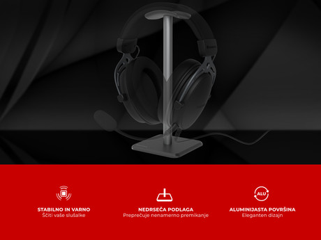 GENESIS THULIUM 100 stojalo za slušalke, protizdrsna podlaga, kovina, 245x100x100mm, črno (Onyx Black)