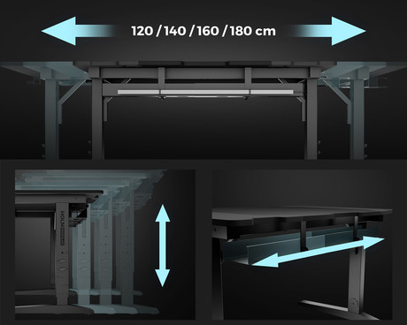 GENESIS HOLM MODULAR 120 pisarniška / gaming miza, modularna, robustna konstrukcija, nastavljiva višina, RGB LED osvetlitev, napeljava kablov, 2x držalo, 120x75cm, črna GENESIS HOLM MODULAR 120 pisarniška / gaming miza, modularna, robustna konstrukcija, nastavljiva višina, RGB LED osvetlitev, napeljava kablov, 2x držalo, 120x75cm, črna