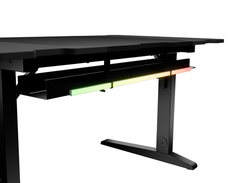 GENESIS HOLM MODULAR 140 pisarniška / gaming miza, modularna, robustna konstrukcija, nastavljiva višina, RGB LED osvetlitev, napeljava kablov, 2x držalo, 140x75cm, črna GENESIS HOLM MODULAR 140 pisarniška / gaming miza, modularna, robustna konstrukcija, nastavljiva višina, RGB LED osvetlitev, napeljava kablov, 2x držalo, 140x75cm, črna