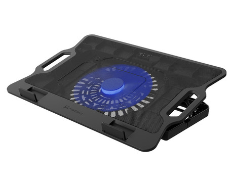 Natec DIPPER 2 hladilno stojalo za prenosnike, do 17.3", 6 stopenj naklona, 180mm ventilator, nastavljiva hitrost, LED osvetlitev, 2x USB Type-A, črno