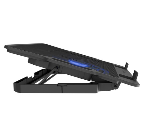 Natec DIPPER 2 hladilno stojalo za prenosnike, do 17.3", 6 stopenj naklona, 180mm ventilator, nastavljiva hitrost, LED osvetlitev, 2x USB Type-A, črno