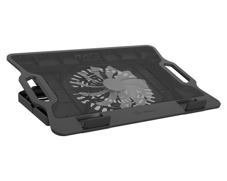Natec DIPPER 2 hladilno stojalo za prenosnike, do 17.3", 6 stopenj naklona, 180mm ventilator, nastavljiva hitrost, LED osvetlitev, 2x USB Type-A, črno